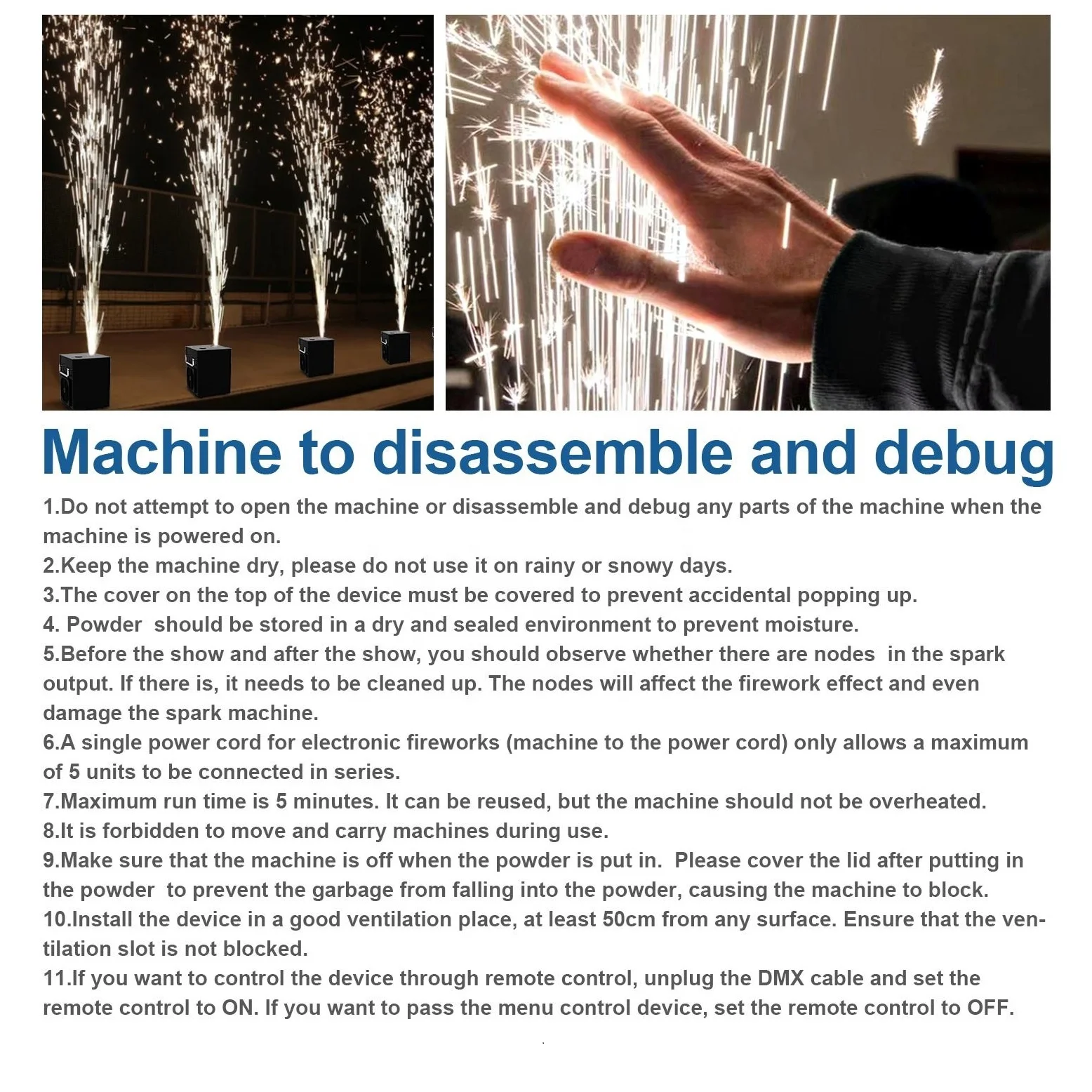 SP 600W Cold Spark Machine 600w Cold Spark Firework Machine Stage Cold Spark Fountain Machine for Wedding Party