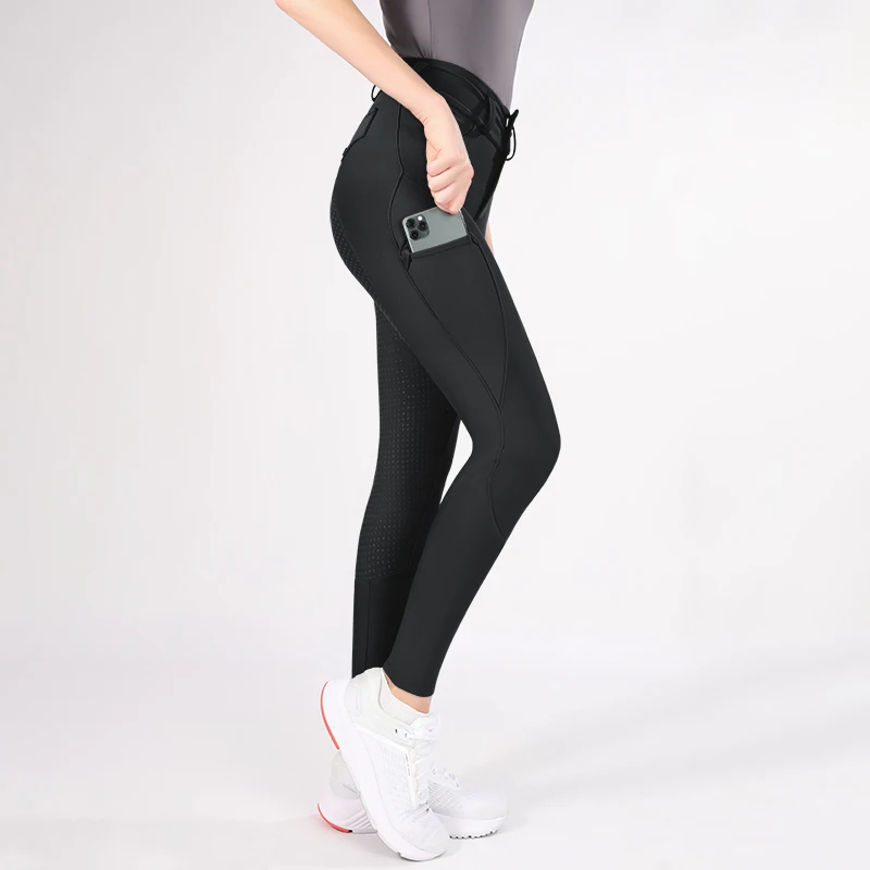 Eco-Friendly Black  Breeches jodhpurs Full seat silicone Riding Tights With Zipper Women Equestrian Pants