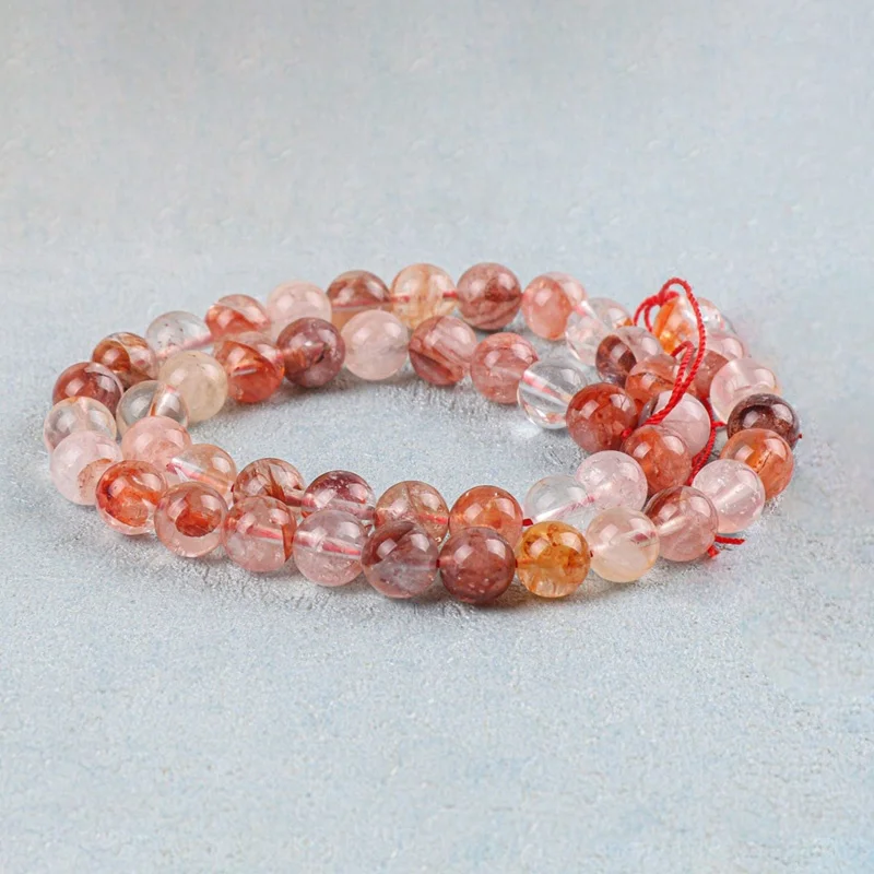Natural gemstone 6/8/10/12mm smooth round red multi-inclusions quartz loose beads for jewelry gift making