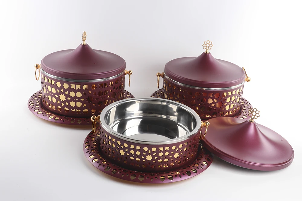 3.5L+4.5L+5.5L Luxury Arabic Hot Pot Dallah Thermos Food Container Warmer Set For Hotel and Restaurant Supply