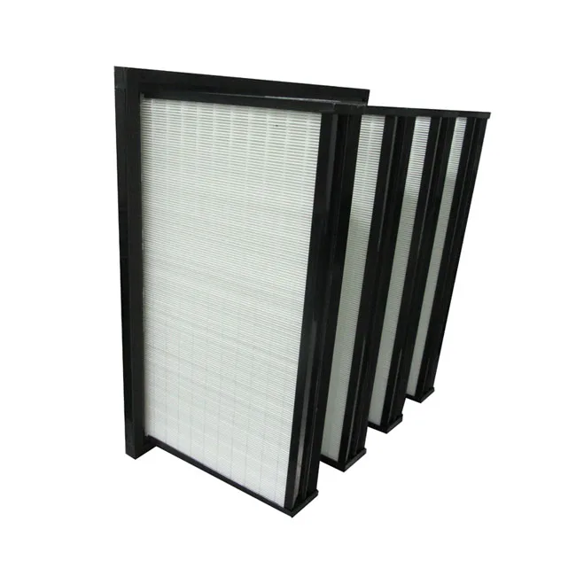 High Efficiency HEPA Fiberglass Paper MERV 15 V Bank Filters Fine Dust Air Filter For Air Handing Units