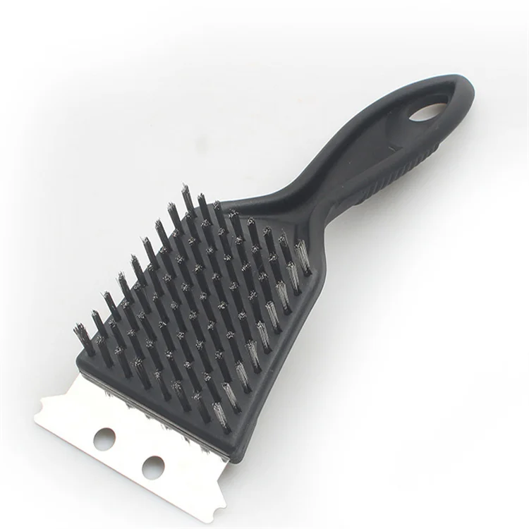 BBQ Cleaning Brush Grill Brush and Scraper Strong Plastic Handle BBQ Copper Wire Barbecue Cleaning Brush Black Color