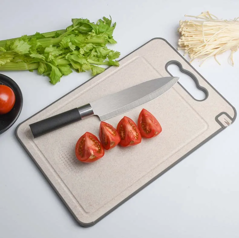 Healthy Aluminum Metal Quick Frozen Meat Defrosting Double-sided Wheat Straw Cutting Board Chopping Board With Sharpener