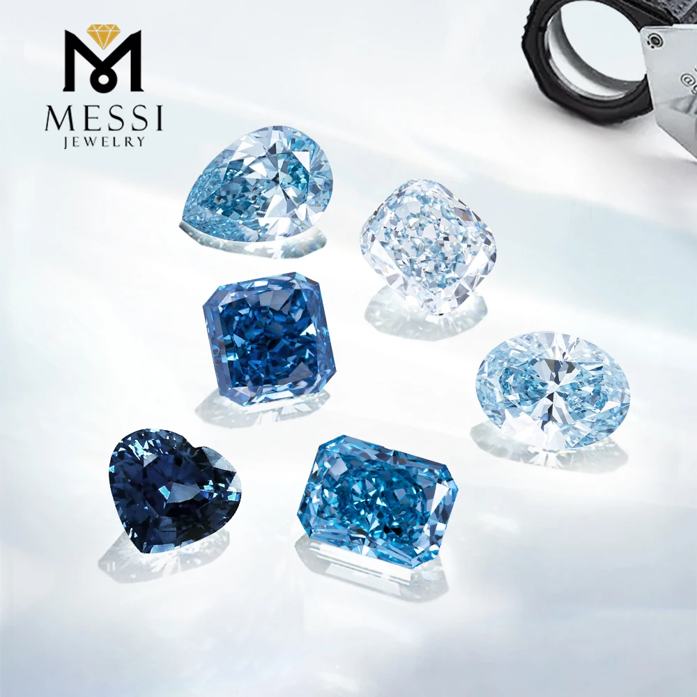 Messi Jewelry IGI Certificate  Fancy Intenese Blue Pear Oval Round HPHT CVD lab grown diamond
