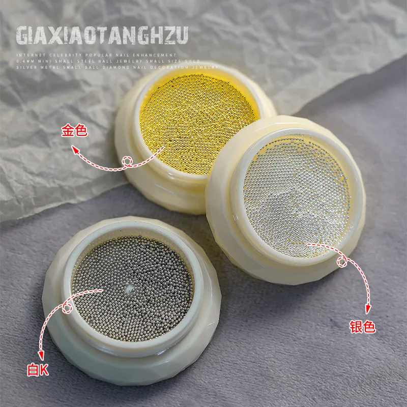 TSZS 0.4mm/0.6mm/0.8mm Mini Small Stainless Steel Caviar Beads Metal Beads Mix Size Nail Art Charms Round Gold Bead Supplies