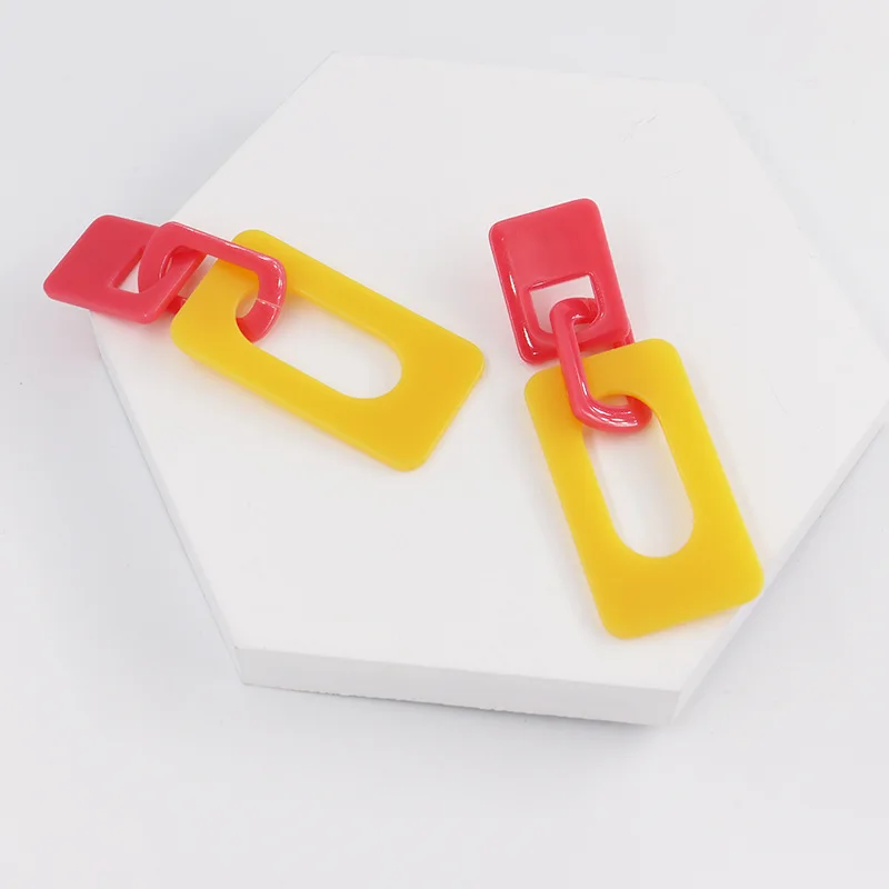 European style popular new exaggerated fashion color acrylic geometric stud earrings women earring 2023 wholesale