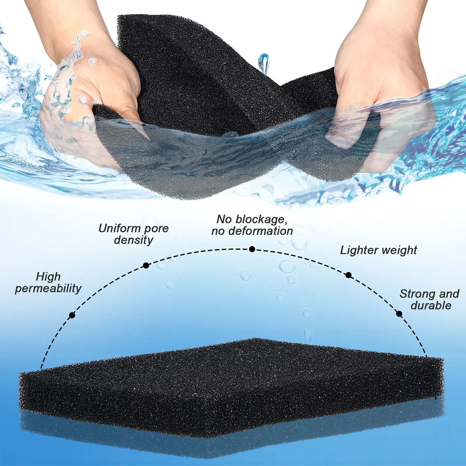 Aquarium Bio Sponge Sheet Filter Media Pad, Cut-to-Size Foam for Fish Tank Filter Foam Sponges
