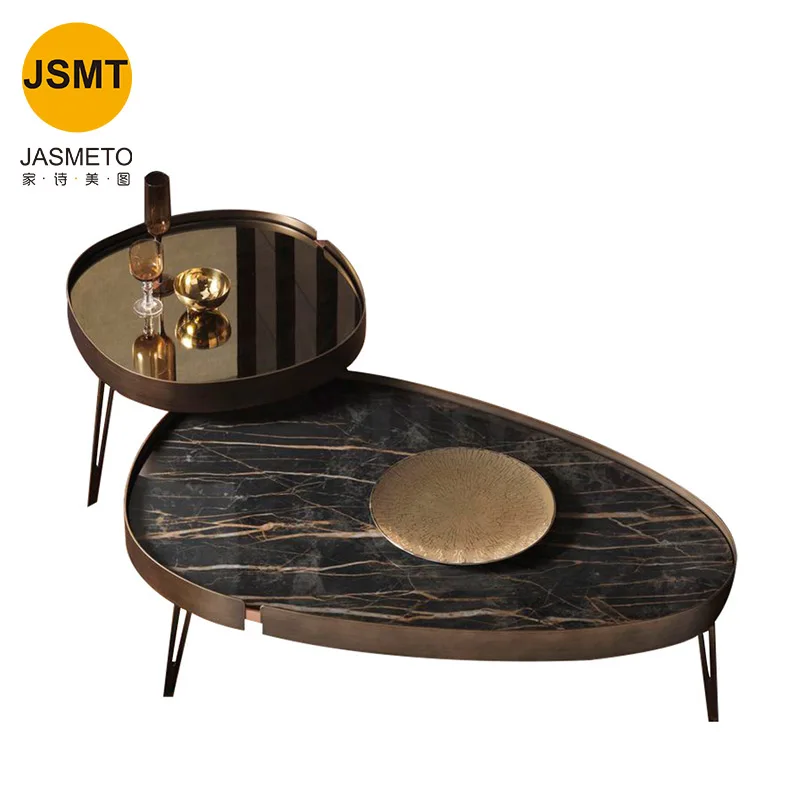 Modern Simple Round Marble Top Coffee bell Table Glass Base Sofa Side Tea Center Coffee Table