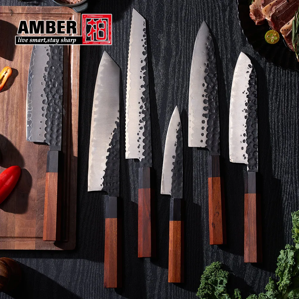 6 inch Black AUS10 japanese knife honesuki carbon steel kitchen chef utility fruit paring knife with wooden handle