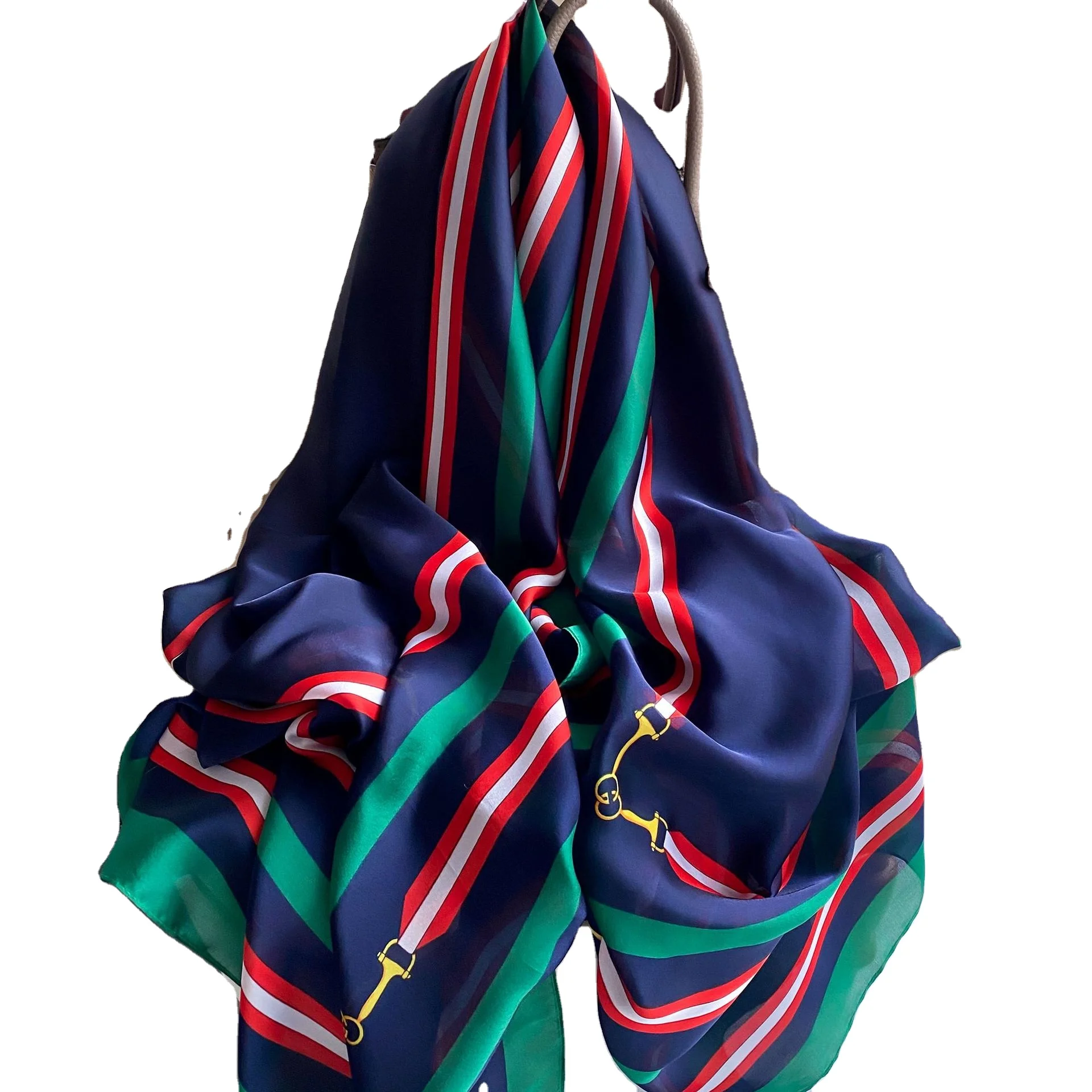 2021 Wholesale Custom Design Silk Scarves Stoles Women Silk Chiffon Hijabs Luxury Designer Brand Printed Scarf