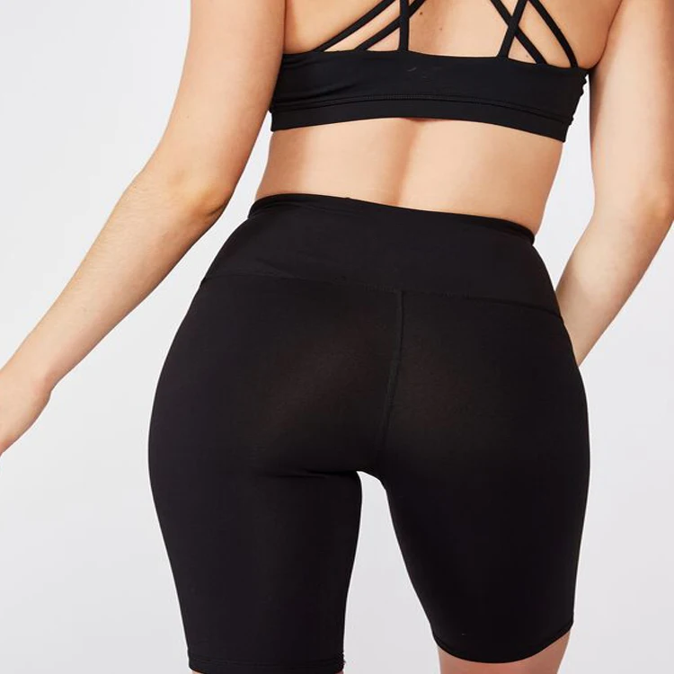 customized black print on demand seamless print on demand shorts and stripe sports bra sets