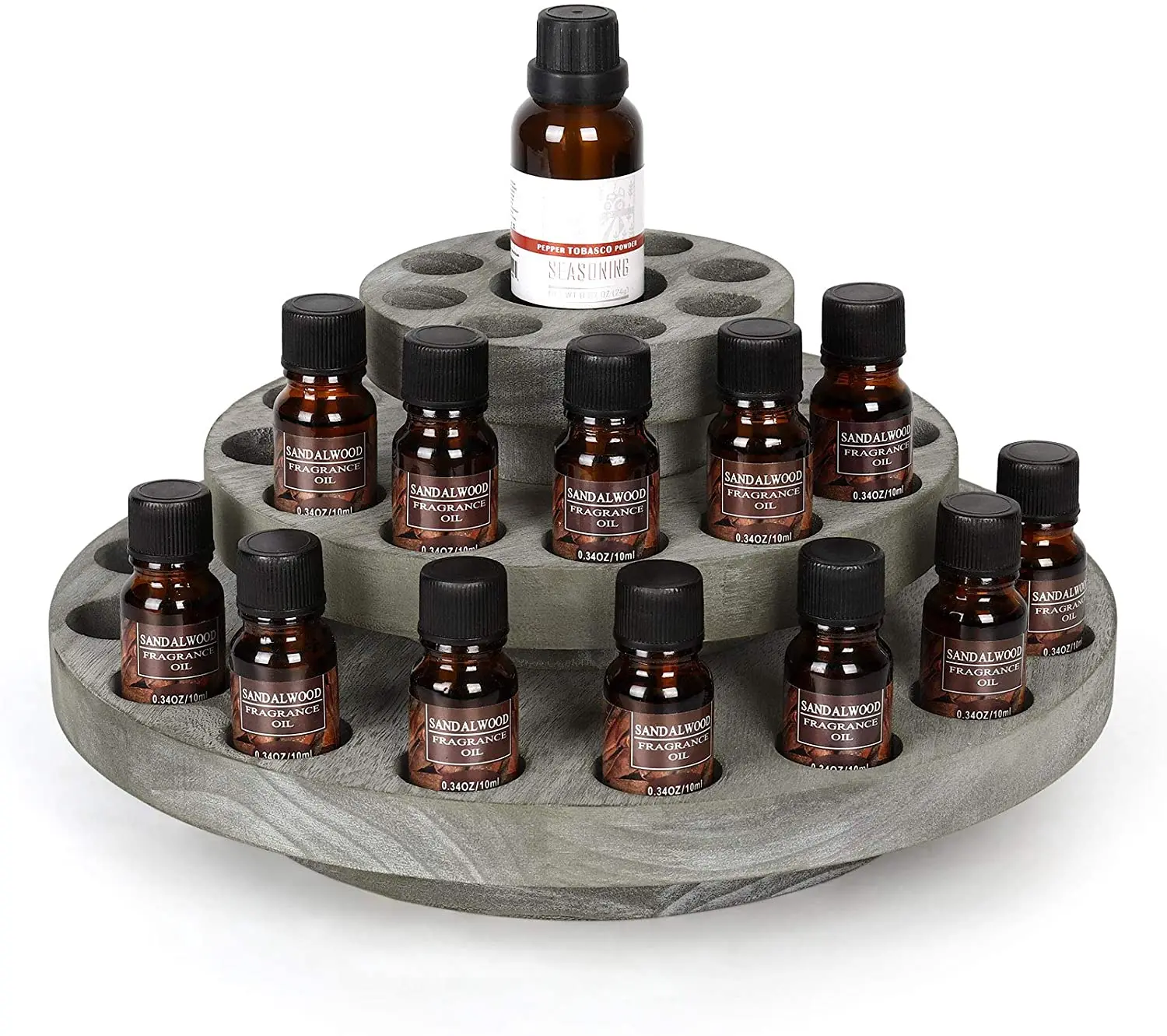 
Rural round wooden rotating essential oil rack Oil container storage rack solid wood 