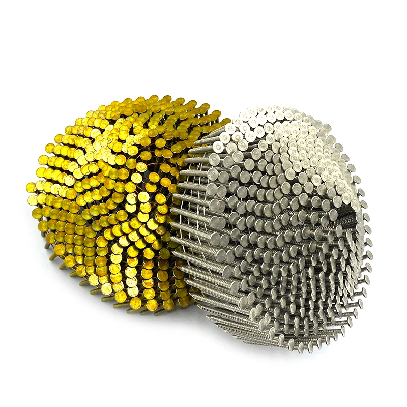 pallet coil nails China manufacturer galvanized steel yellow wiring 15 degres 2 inch