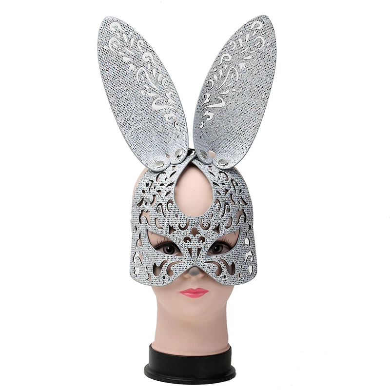 Leather Face Mask for Party Masquerade Men and Women Decorative Halloween Rave Party PU Chain Eye Mask