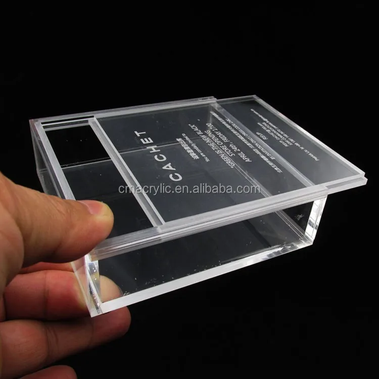 Custom Acrylic box clear acrylic display case 5side box with sliding lid storage slidw base plexiglass acrylic cube box