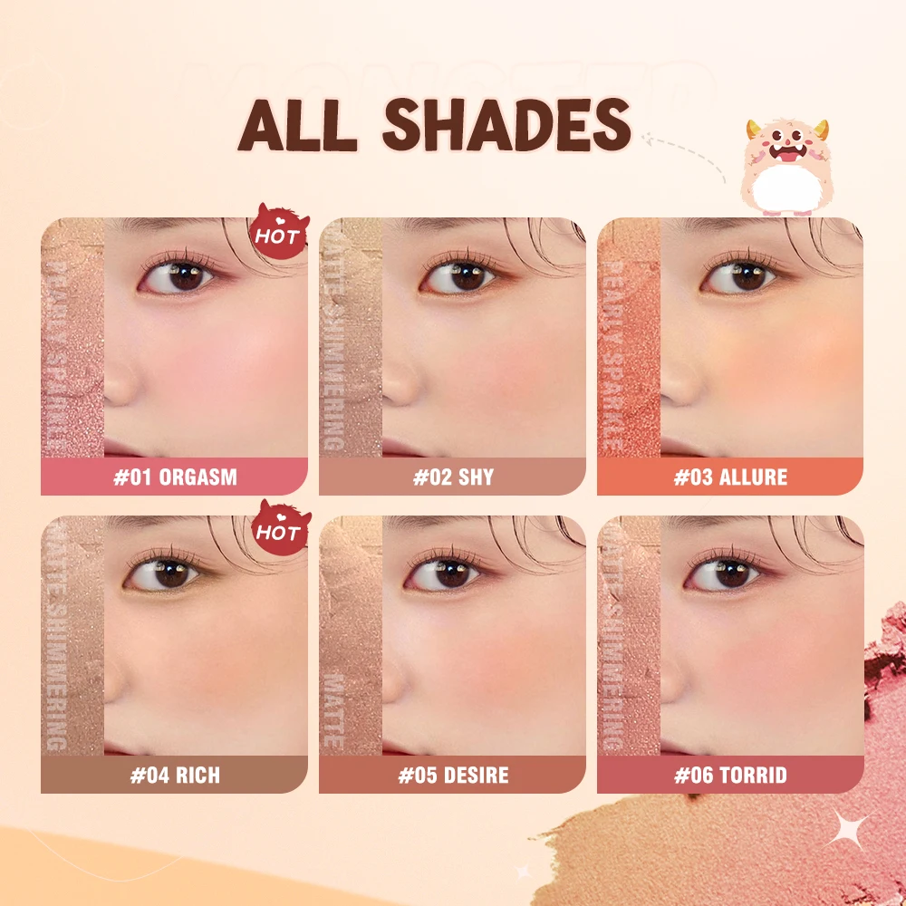 O.TWO.O Custom logo 6 Colors High Pigment Face Blusher Makeup Cream Multiple Uses for Cheek Lips Eyes Blush powder palette
