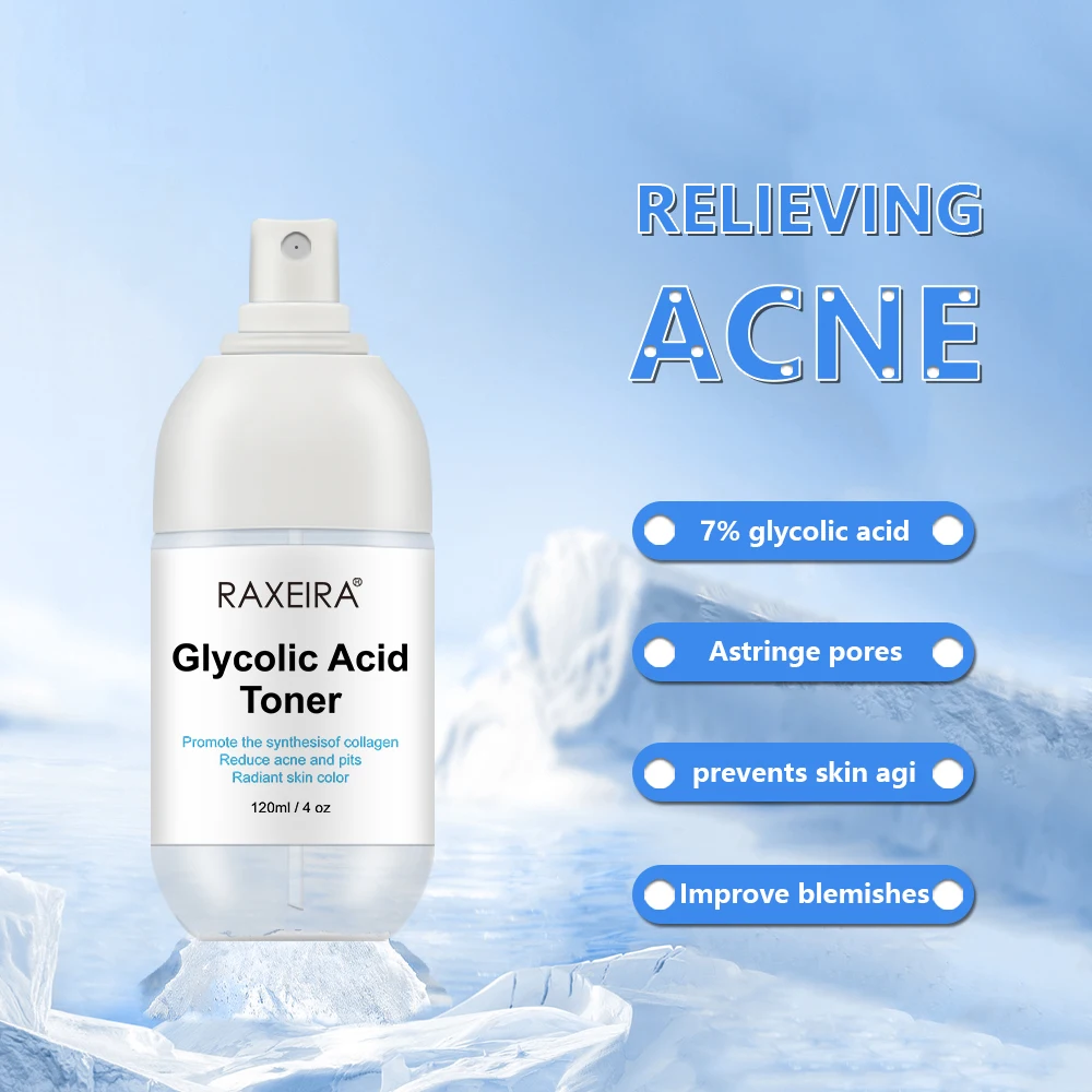 Private Label Organic Glycolic Acid Toner Brightening Toner Promote The Synthesisof Collagen,Reduce Acne And Pits