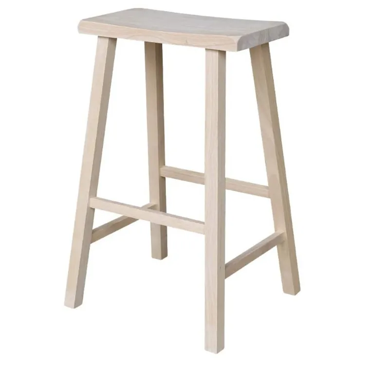 Unfinished furniture beautiful high quality Simple stylish design strong wood bar stool