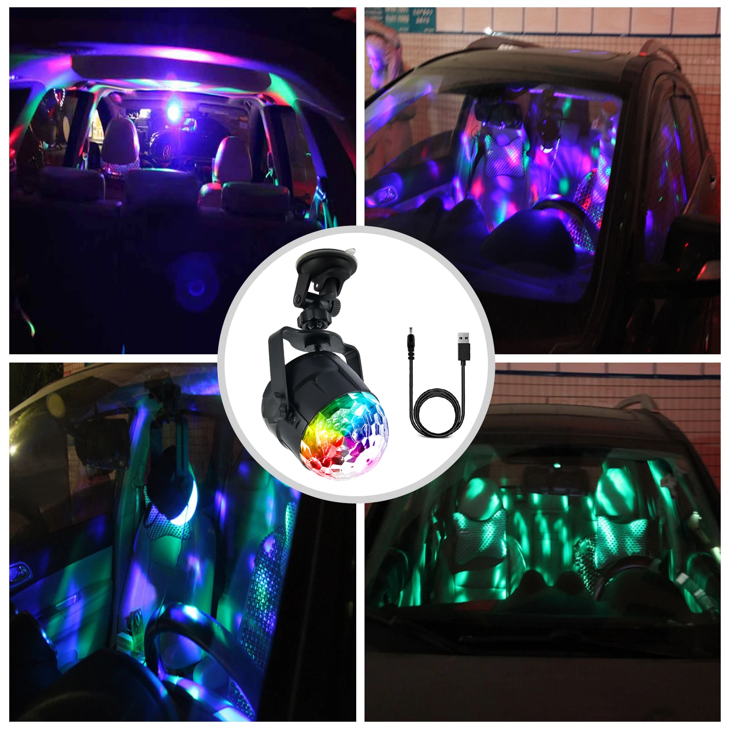 Hot Top Selling Party Light 15 Colors Usb Sound Activated Controlled Rotating Disco Ball Lights