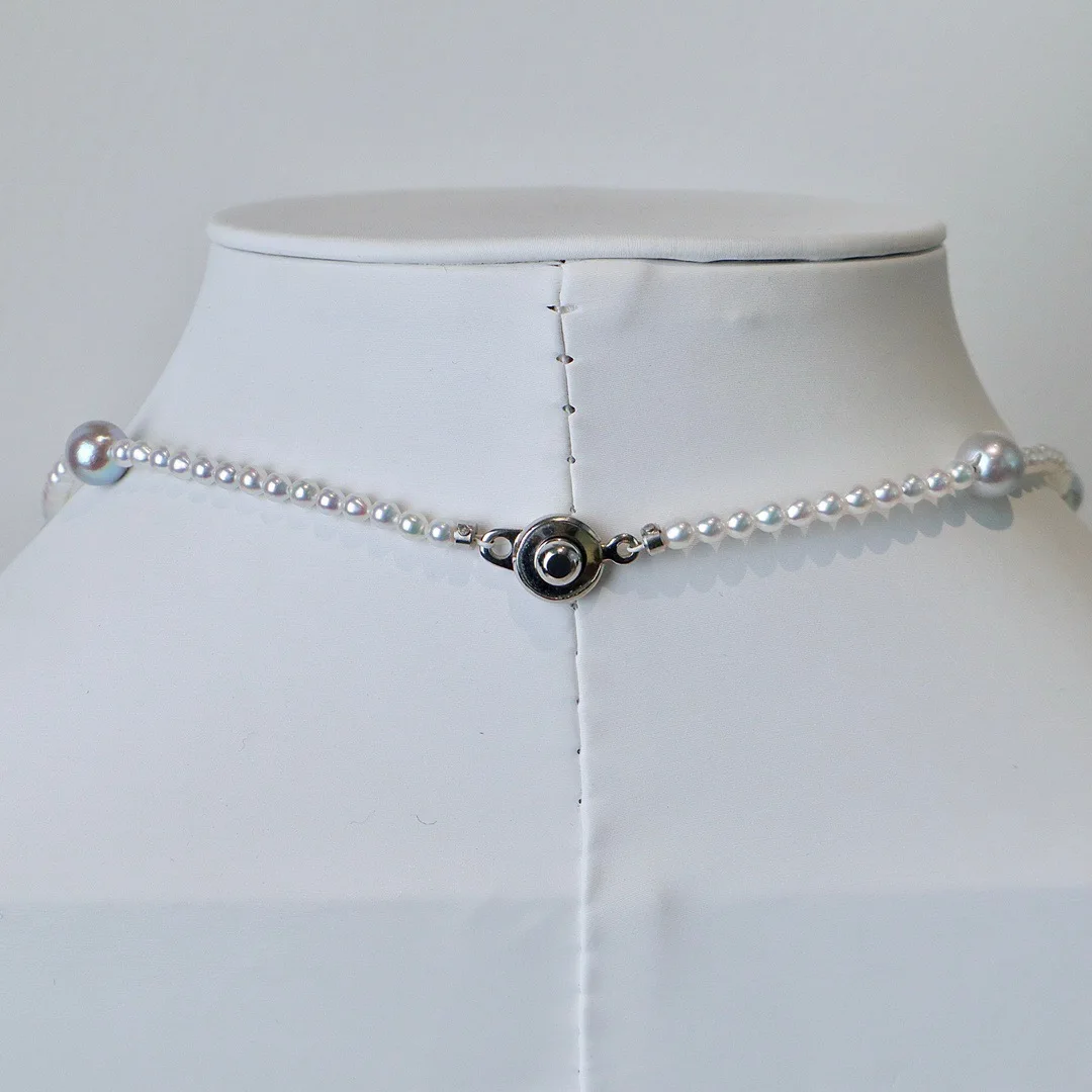 Non adjustable length 43cm strong light with slight flaws seawater Baroque necklace 9-10mm Tahitian Akoya pearl necklace