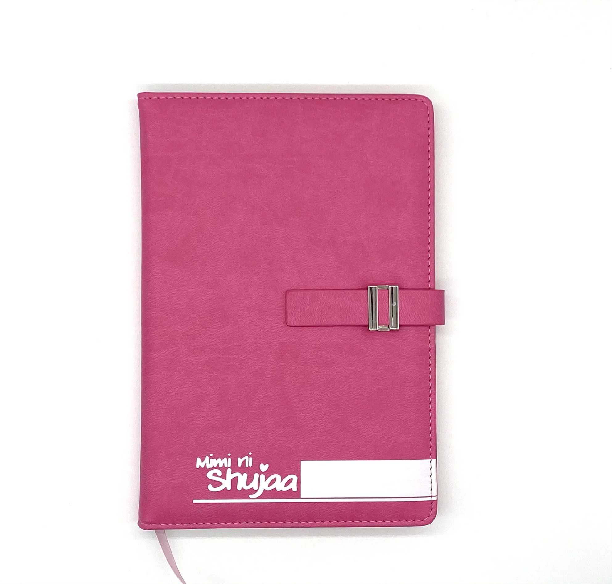 Promotional custom writing pages A5 Pu leather notebook with logo print embossed notebook pink