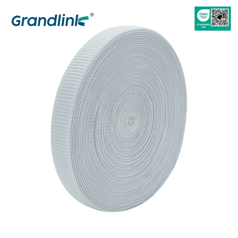 Wholesale Custom Rolls Black White 3mm 5mm 6mm 8mm 10mm 12mm Knitted Textile Flat Braided Elastic Band For Garment Sewing