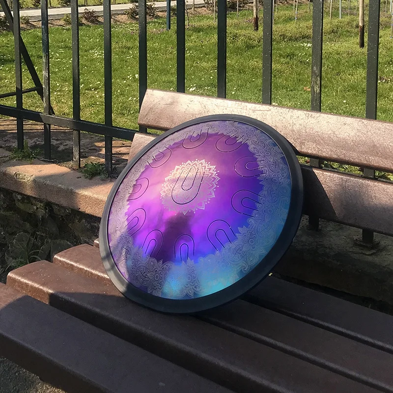 UU drum size musical scale handpan with free case and mallets steel tongue drum custom design logo D minor D major yoga