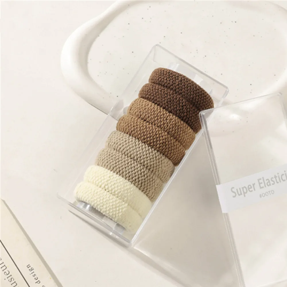 Hot Sale Newest Stretch Rubber Bands Hair Accessories Beauty Wholesale Coarse Threaded Color Boxed Hair Rop For Women Hair Ring