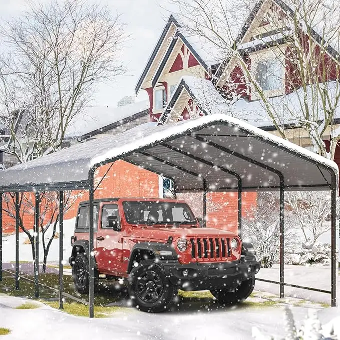 12 FT.W x 20 FT.D Carport with Galvanized Steel Roof Metal Carport Car Canopy and Shelter