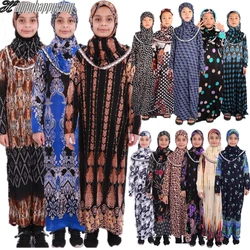 2022  4-15 Years Cotton Material Traditional  Gril Muslim Kids Prayer Floral Print Robe fille Abaya Dubai Islamic Clothing Abaya
