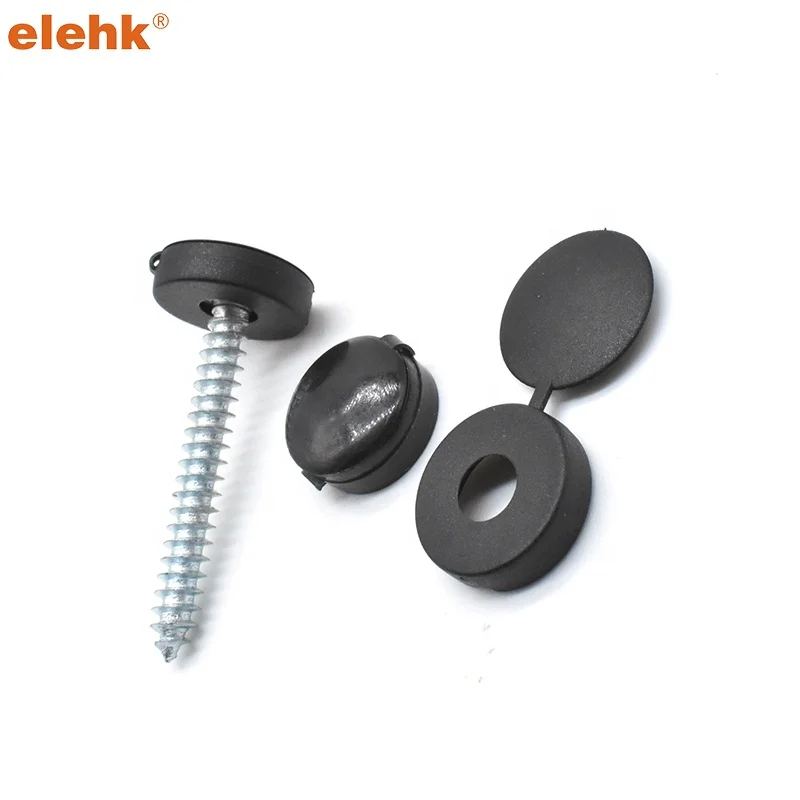 Elehk Plastic Hinged Screw Caps White black Folding Screw Cover Cap Snap Washer Covers Flip Tops for Covering Screw Heads