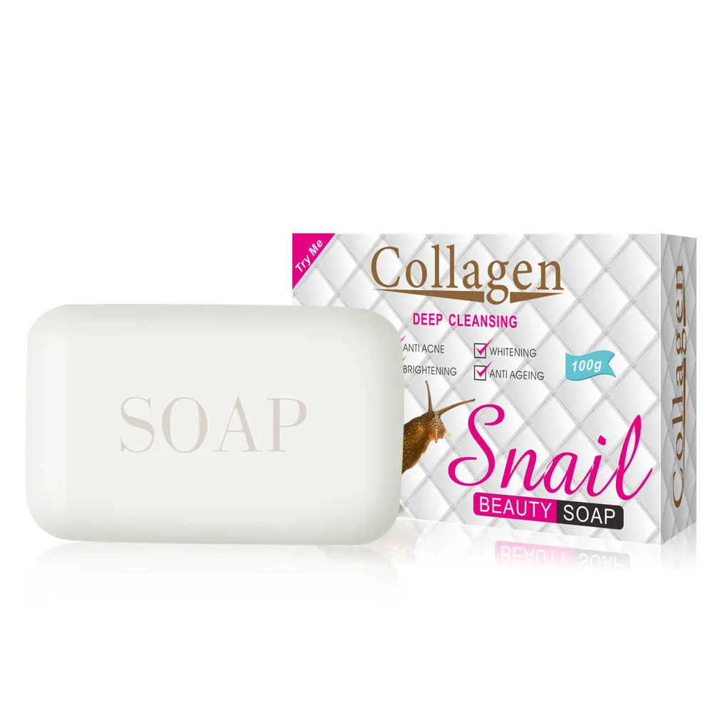 
100g Collagen Snail Whitening Soap Skin Care Whitening Anti Aging Anti Acne Brightening Soaps for Face Body 
