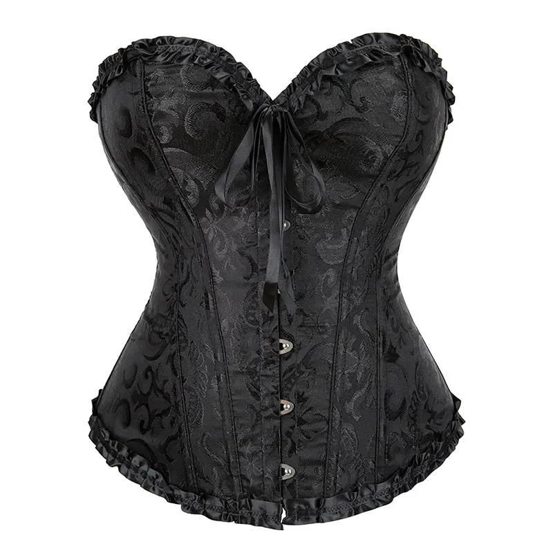Overbust Vintage Brocade Burlesque Lace Corsage Corselet Sexy Women Corsets And Bustier red Black White Shapewear Top