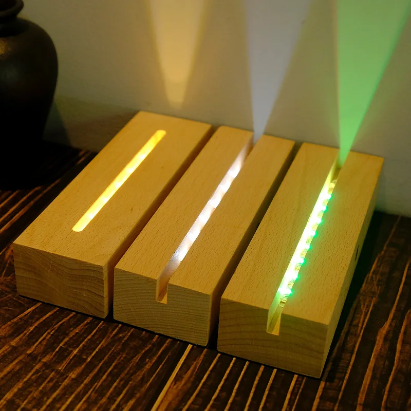 Xianfa Hot Sale Customized Wooden Led Lamp Base Usb Cable Switch Night Light Diy Creative Wood Base Night Light