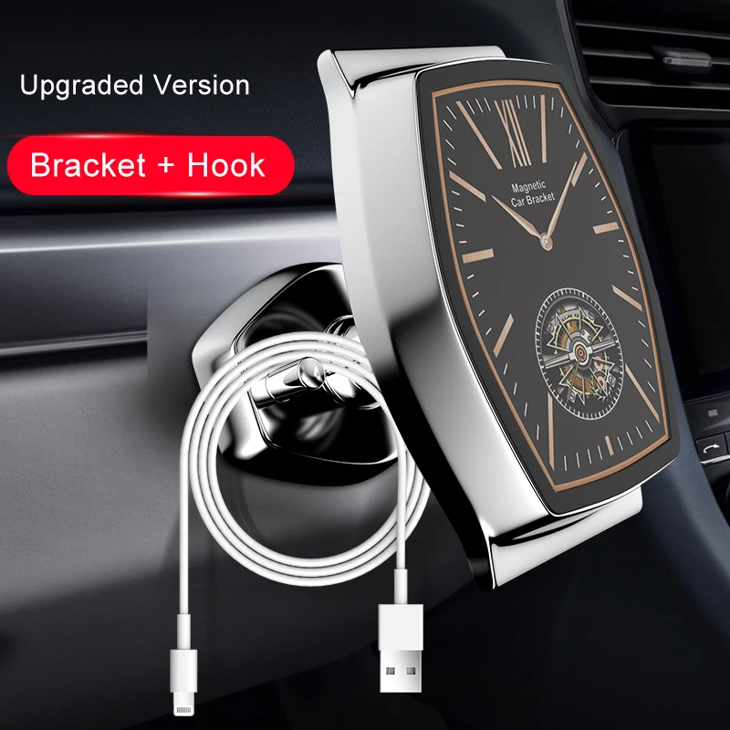 Hot New design high quality car clock phone holder 360 degree rotation super magnetic table bracket cellphone mini stand for car