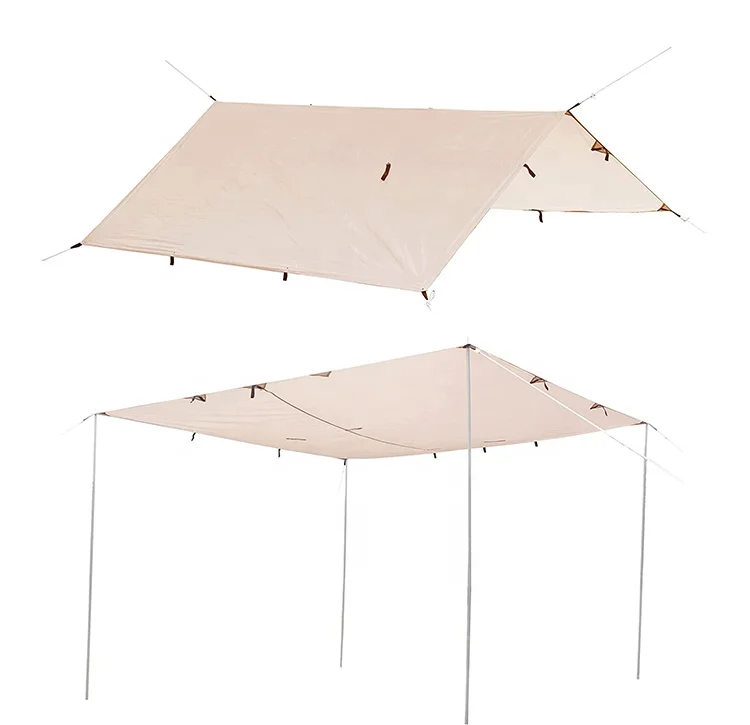 3x3M Waterproof Oxford Tarp with Storage Bag Nails Poles Ropes Windproof Anti UV Camping Tent Tarpaulin Gazebo Tent