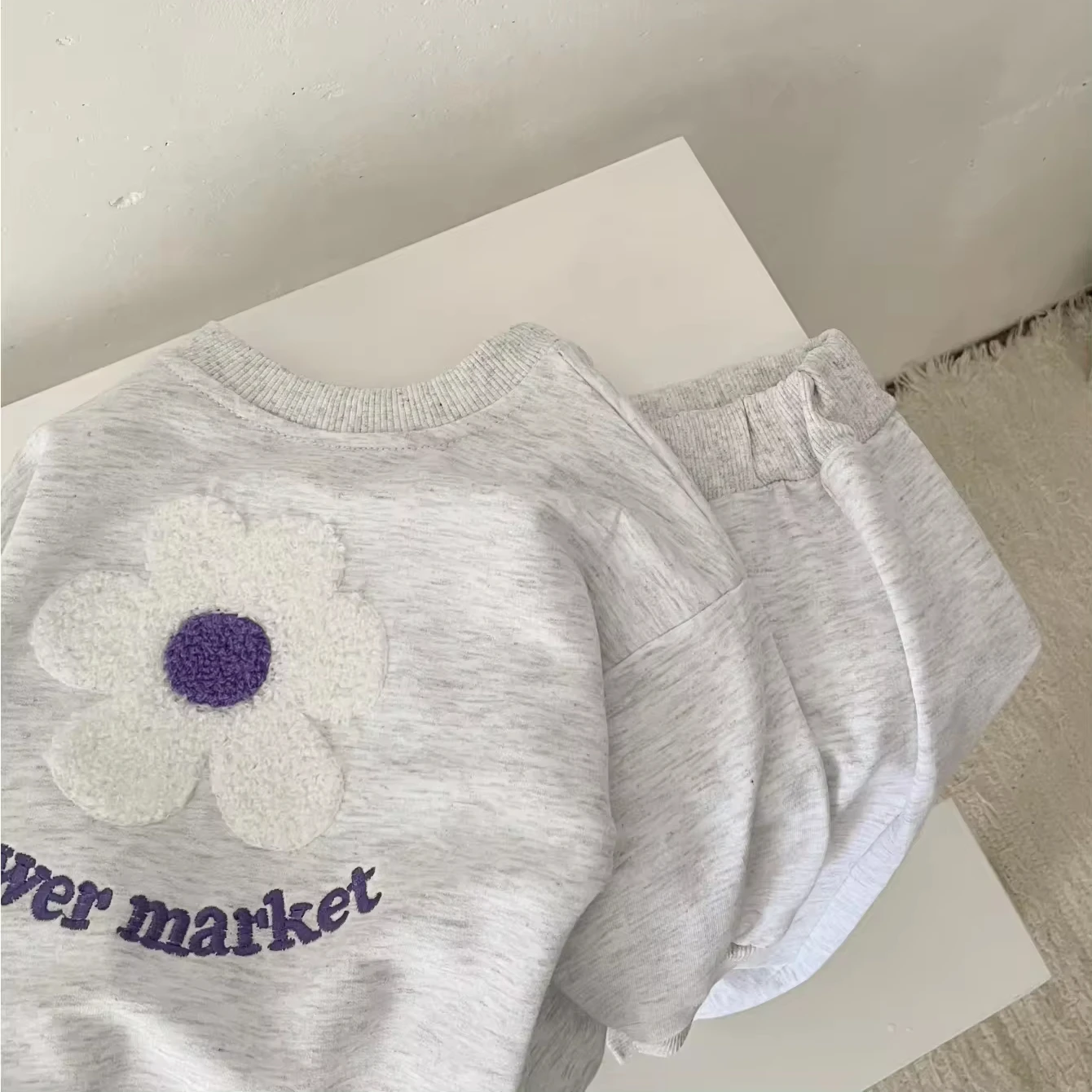 Cotton Flowers Sweatshirt+Pants 2 Pcs Tracksuit Toddler Girl Clothes Set Baby Girls Boutique Outfits