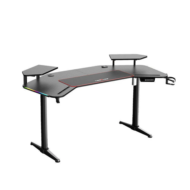 High Quality Modern Manual Adjustable Computer Desk Cool RGB LED Lighting Gaming Desk