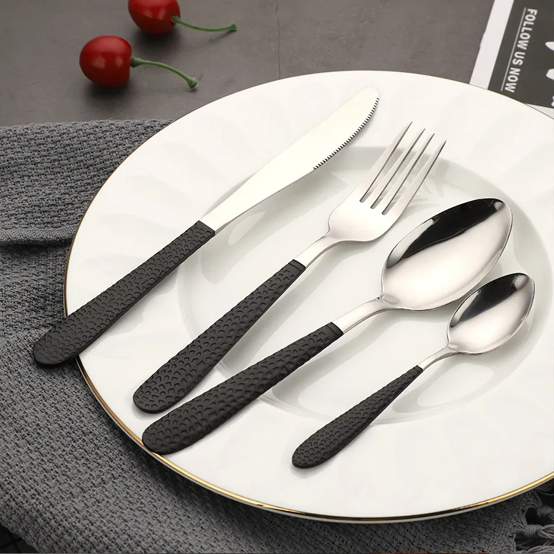 Savall HoReCa 4pcs new style  Gold-plated steak knife fork spoon four sets  Stainless steel for hotel