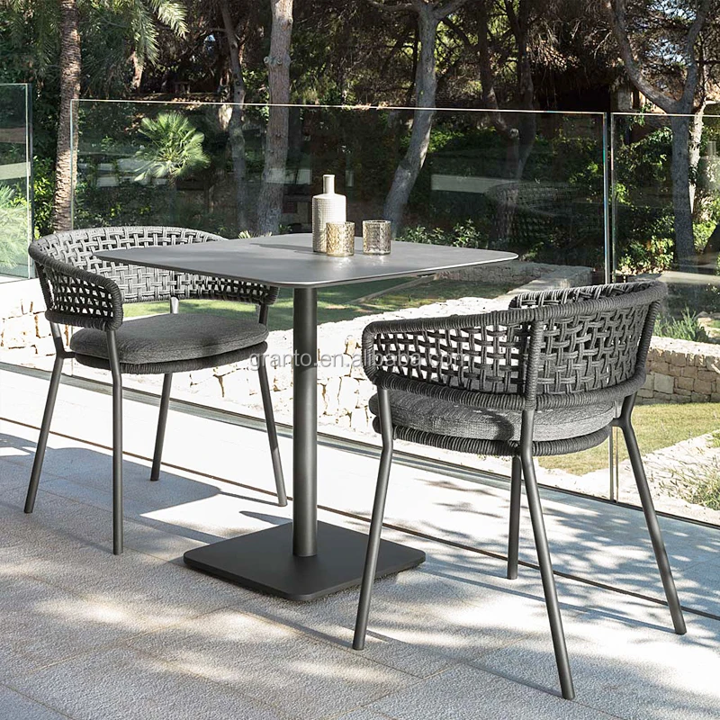 Hotel rope dining set patio furniture balcony dining table garden outdoor rope furniture