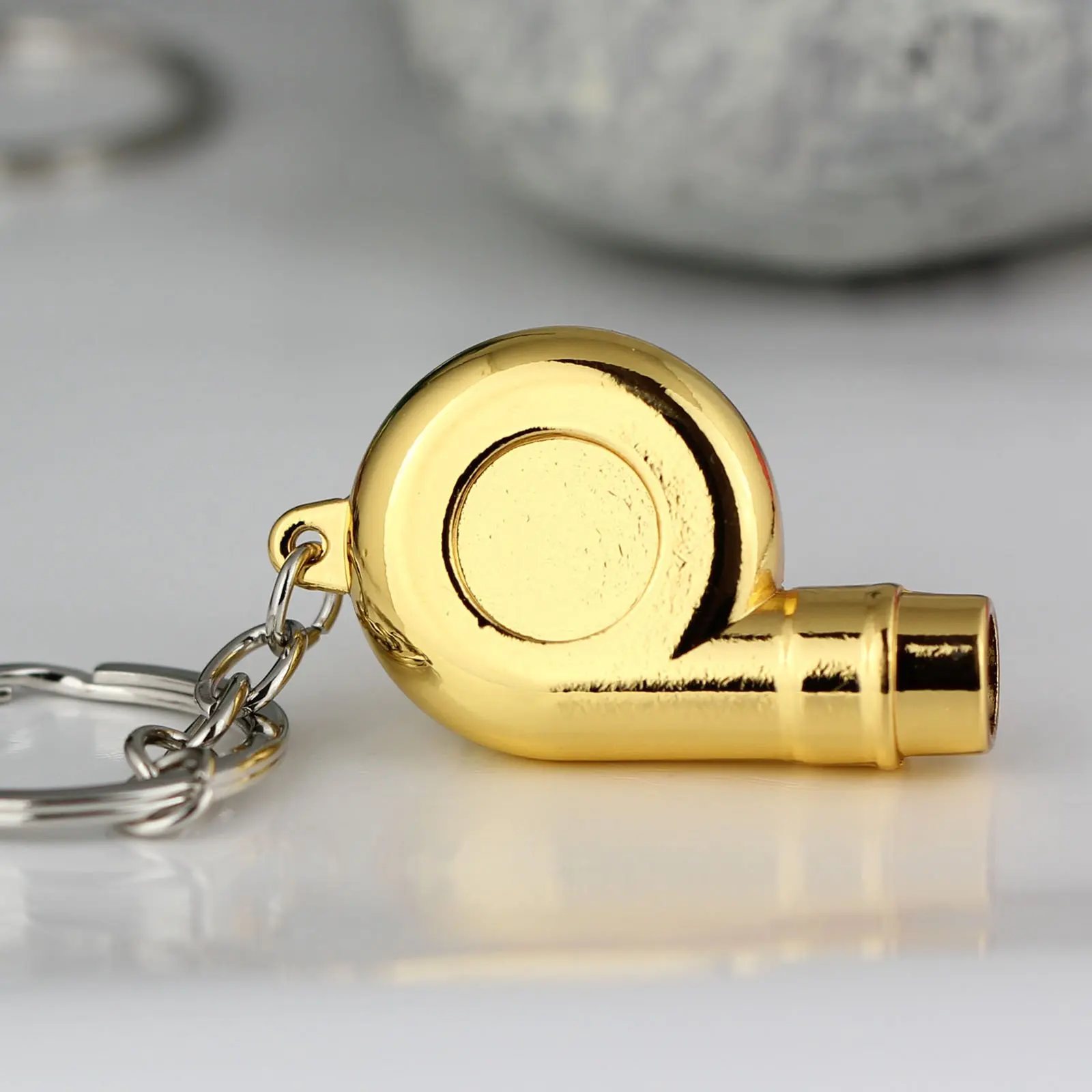 Lilangda Whistle Sound Turbo Keychains Spinning Turbine Turbocharger 3D Car KeyChain Gold Turbine Keychain