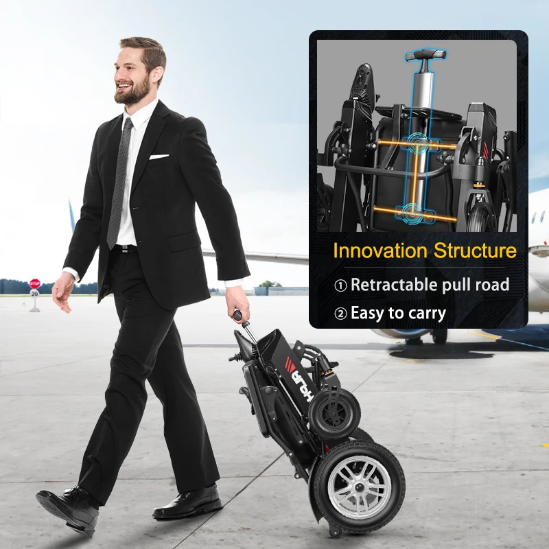 Outdoor Travel Portable Electric Wheelchair Elderly Aluminum Alloy Foldable Electric Wheelchair