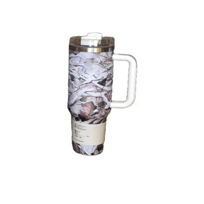 Leopard camouflage print delicate 30oz 40oz  water mug cups with straw designer camo straw cup tumbler