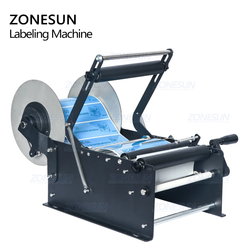 ZONESUN ZS-50W ручная машина для нанесения этикеток на круглые бутылки с минеральной водой