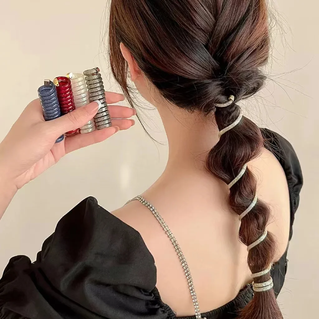 2024 new sweet day scurry high elastic braid durable rubber band bubble braid fluorescent bright color point straight phone line