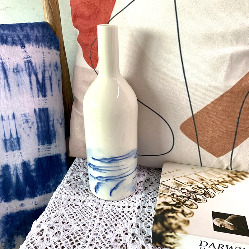 Ceramic Landscape painting vase with three size home decoration ceramic vase