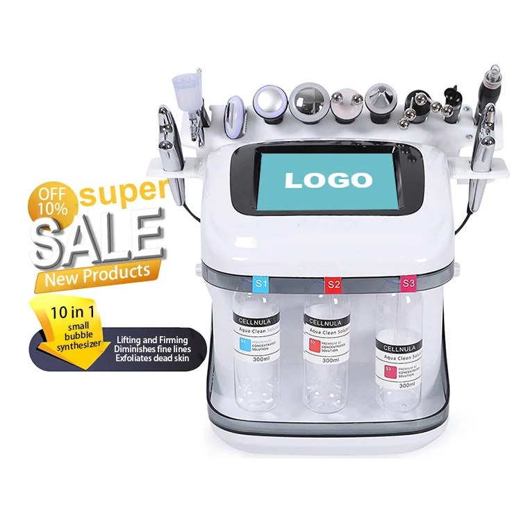 Portable 10 In 1 Dermabrasion Machine H2o2 Oxygen Jet Peeling Skin Massage Blackhead Removal Facial Diamond Micro  Machine