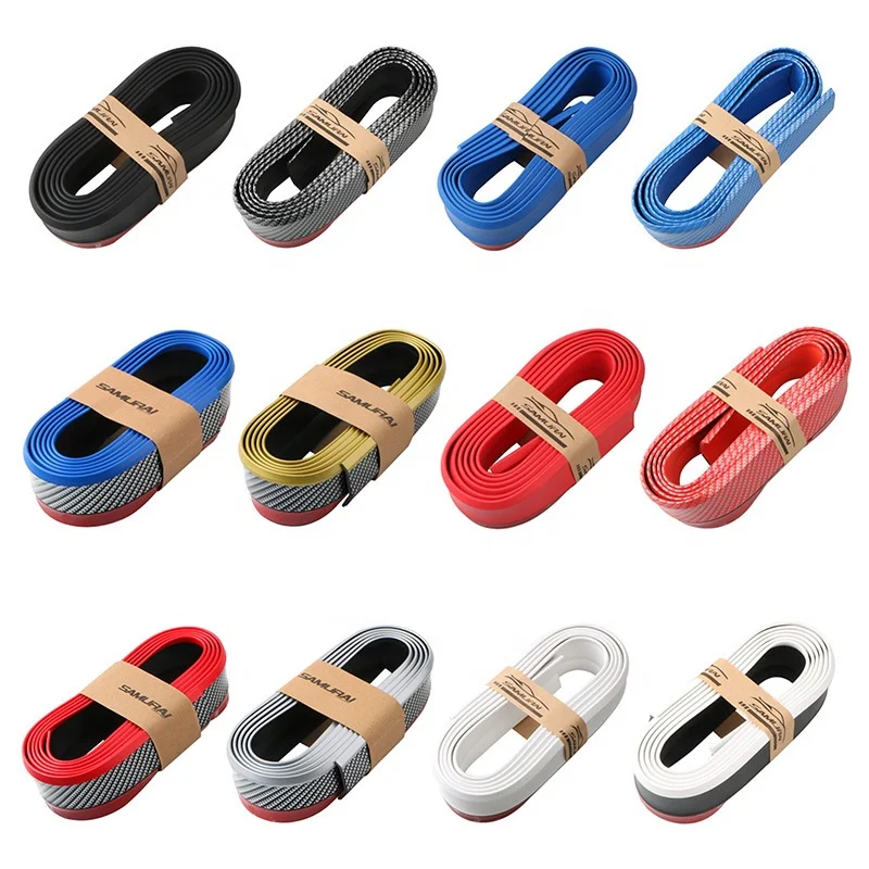 Universal Auto Body Lip Skirt Splitter Carbon Fiber Rubber Sleeve Bumper Guard Front Side Skirt Car Bumper Lip