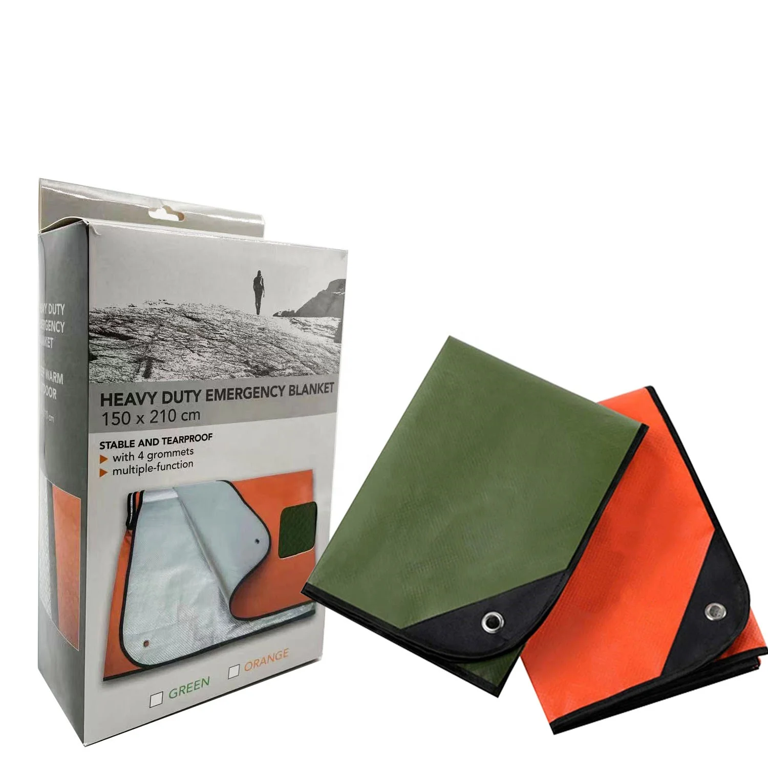 Custom packaging portable All Weather waterproof thick non woven blanket Fire Resistant Reusable Heavy Duty Survival Blanket