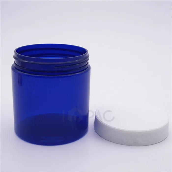 blue and white plastic jar for hair cream custom 8 ounce plastic jars with lids